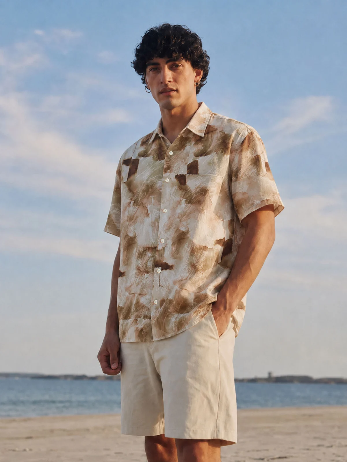 Men's Fashion Casual Shirt 6 Styles ,orange, Black, Green, Oil Painting — image 3