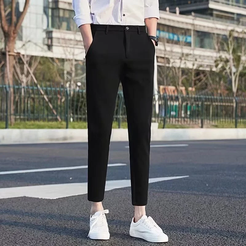 Men's Fashionable Slim-fit Casual Drapey Cropped Trousers — image 1
