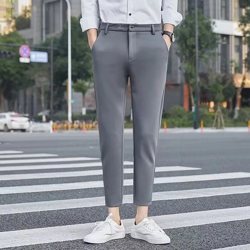 Men's Fashionable Slim-fit Casual Drapey Cropped Trousers — image 3