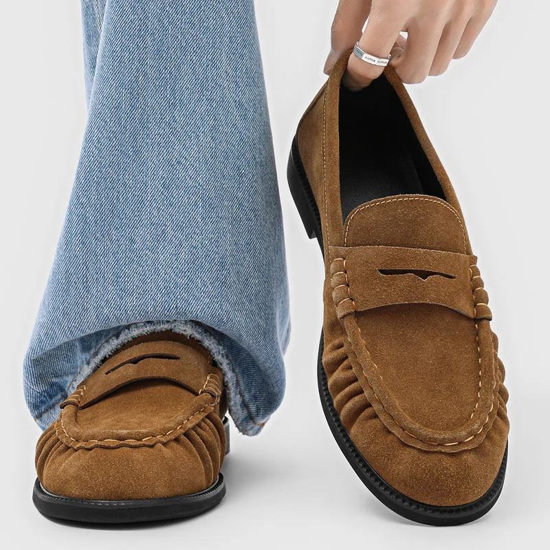 Men's Handcrafted Pleated Slip-on Flat Shoes — image 3