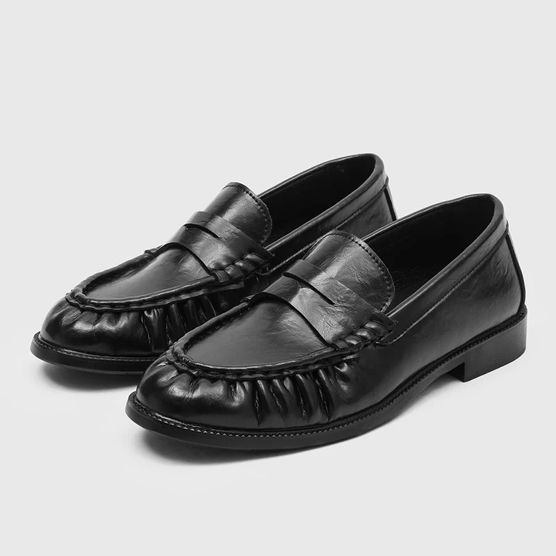 Men's Handcrafted Pleated Slip-on Flat Shoes — image 6