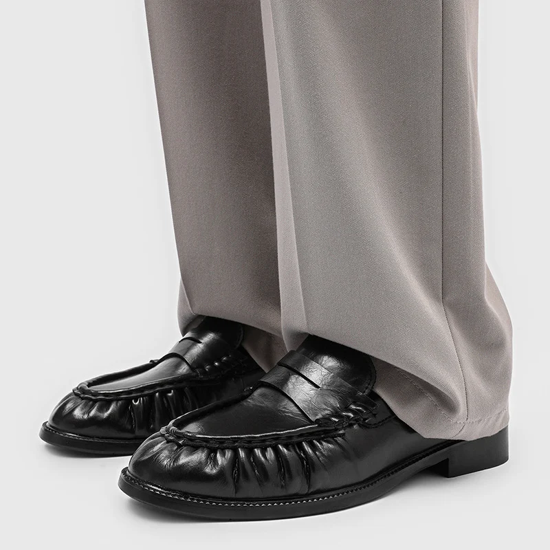 Men's Handcrafted Pleated Slip-on Flat Shoes — image 7