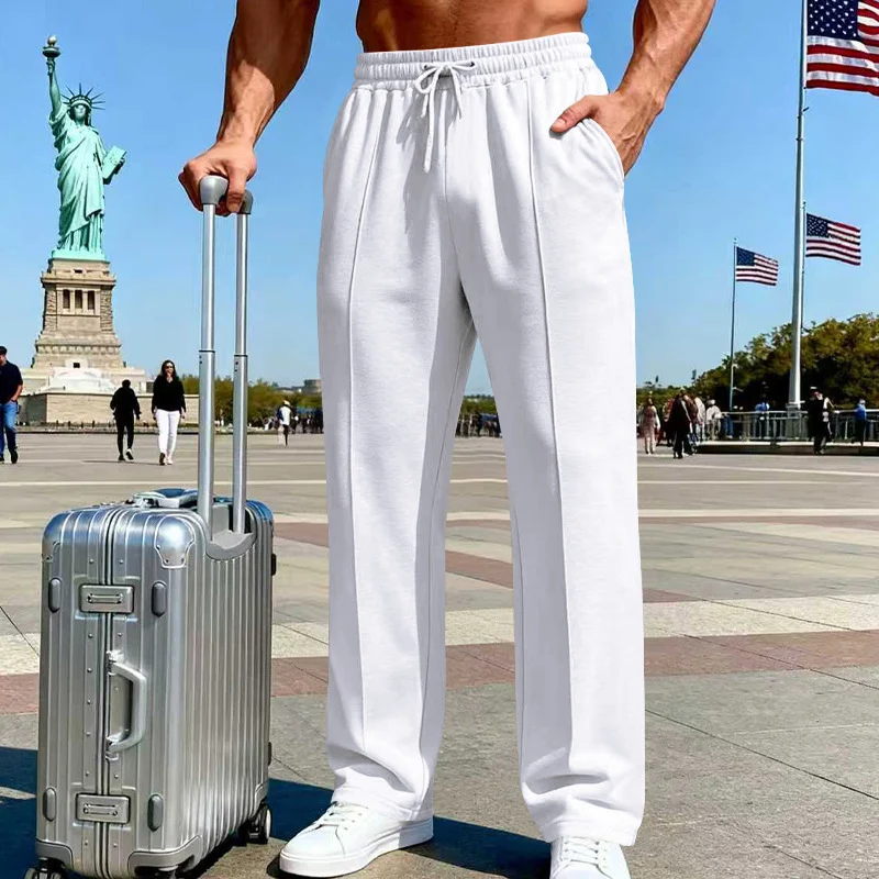 Men's Knit Casual Straight-leg Pants, Plus Size, Loose Fit, Business Joggers For All… — image 9