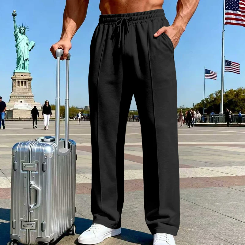 Men's Knit Casual Straight-leg Pants, Plus Size, Loose Fit, Business Joggers For All… — image 10