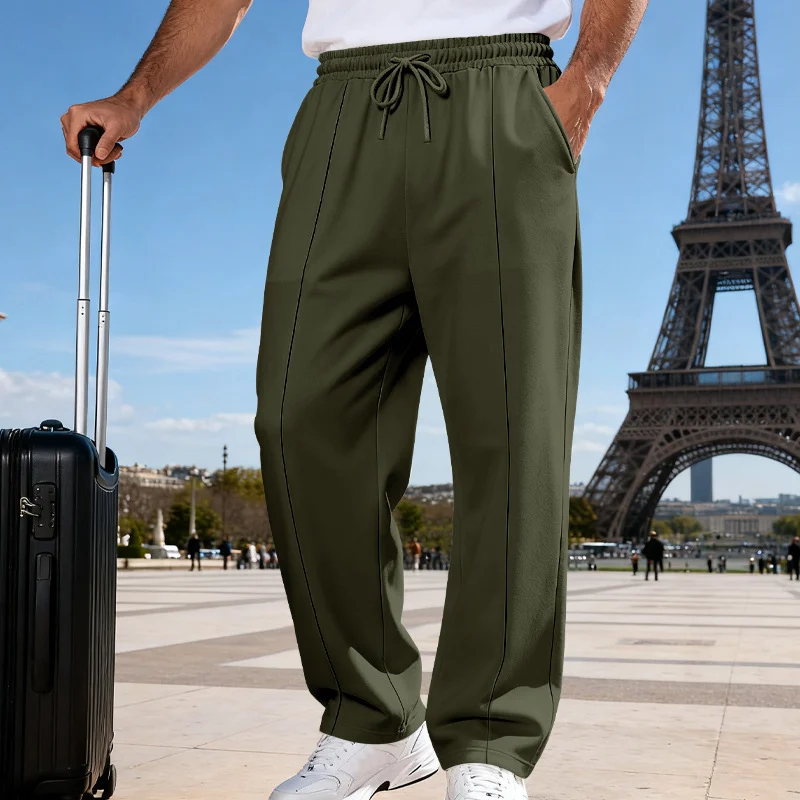 Men's Knit Casual Straight-leg Pants, Plus Size, Loose Fit, Business Joggers For All… — image 3