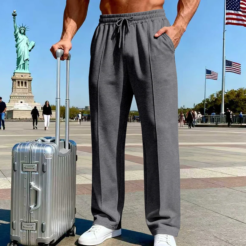 Men's Knit Casual Straight-leg Pants, Plus Size, Loose Fit, Business Joggers For All… — image 14