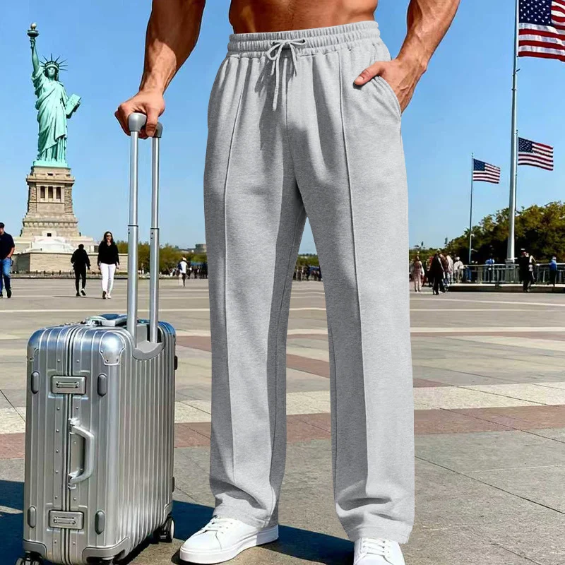 Men's Knit Casual Straight-leg Pants, Plus Size, Loose Fit, Business Joggers For All… — image 11