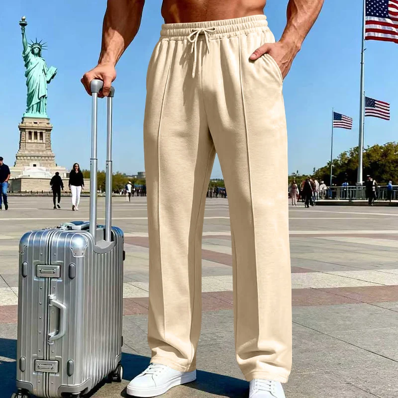 Men's Knit Casual Straight-leg Pants, Plus Size, Loose Fit, Business Joggers For All… — image 13