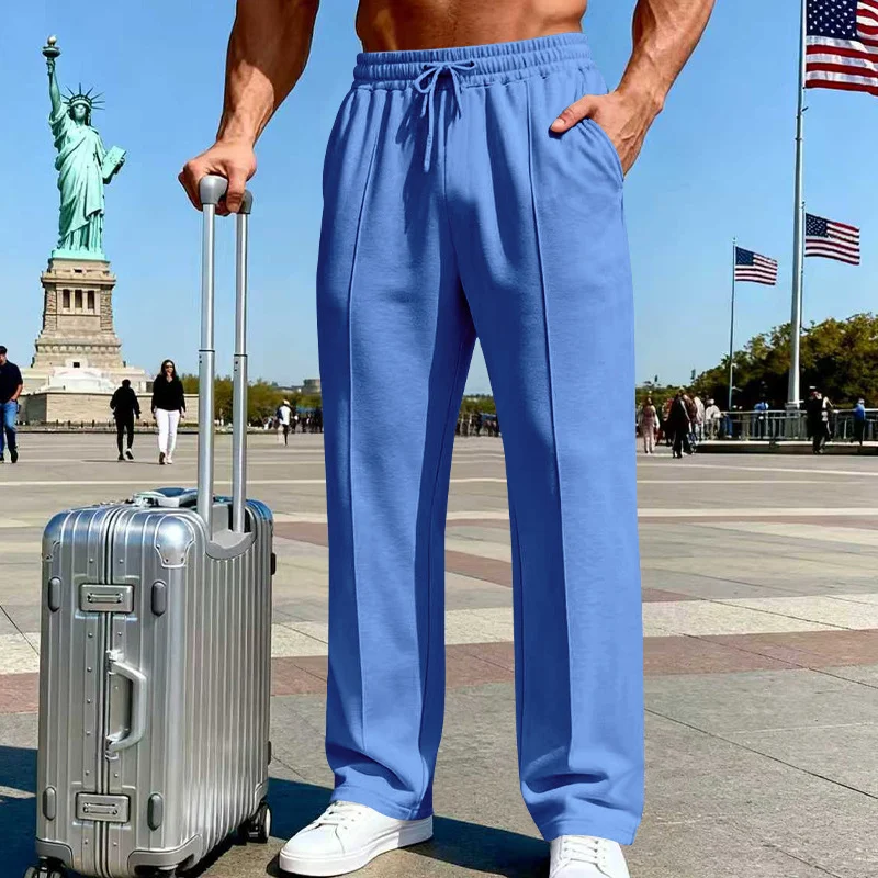 Men's Knit Casual Straight-leg Pants, Plus Size, Loose Fit, Business Joggers For All… — image 12