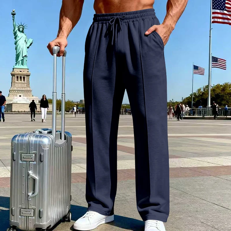 Men's Knit Casual Straight-leg Pants, Plus Size, Loose Fit, Business Joggers For All… — image 5