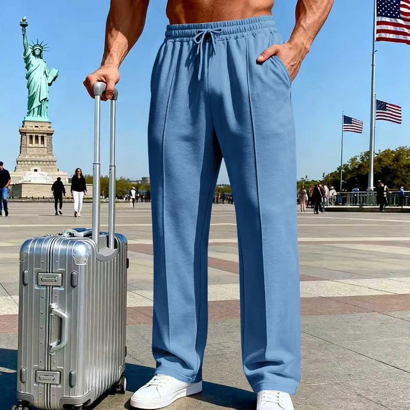 Men's Knit Casual Straight-leg Pants, Plus Size, Loose Fit, Business Joggers For All… — image 8