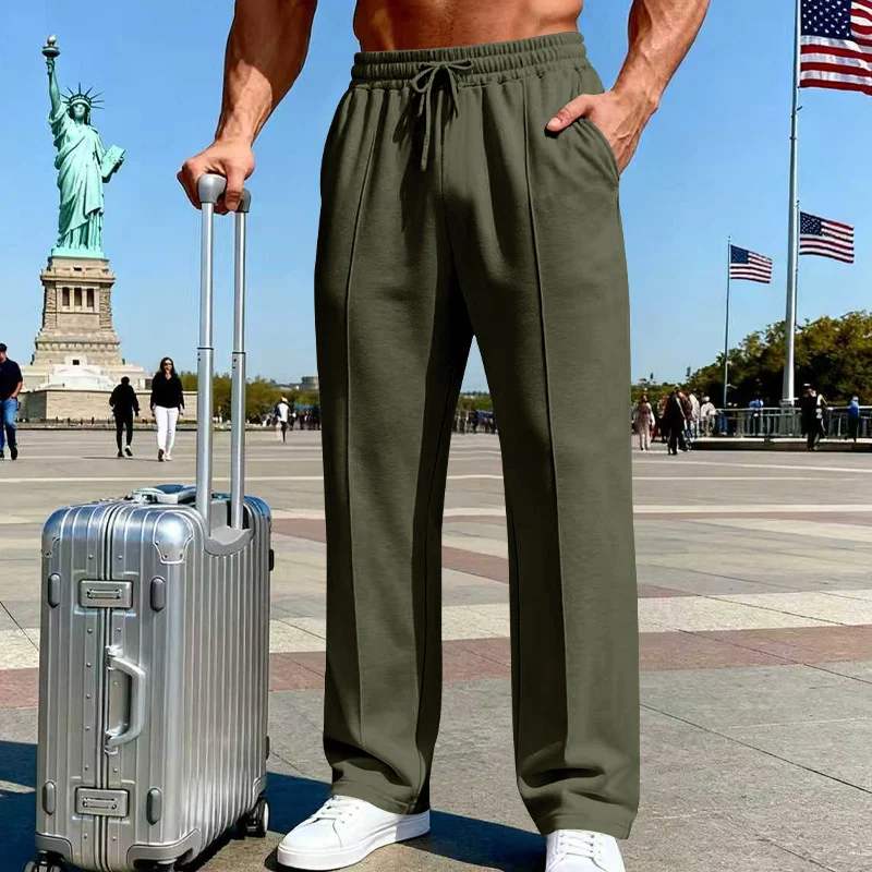 Men's Knit Casual Straight-leg Pants, Plus Size, Loose Fit, Business Joggers For All… — image 7