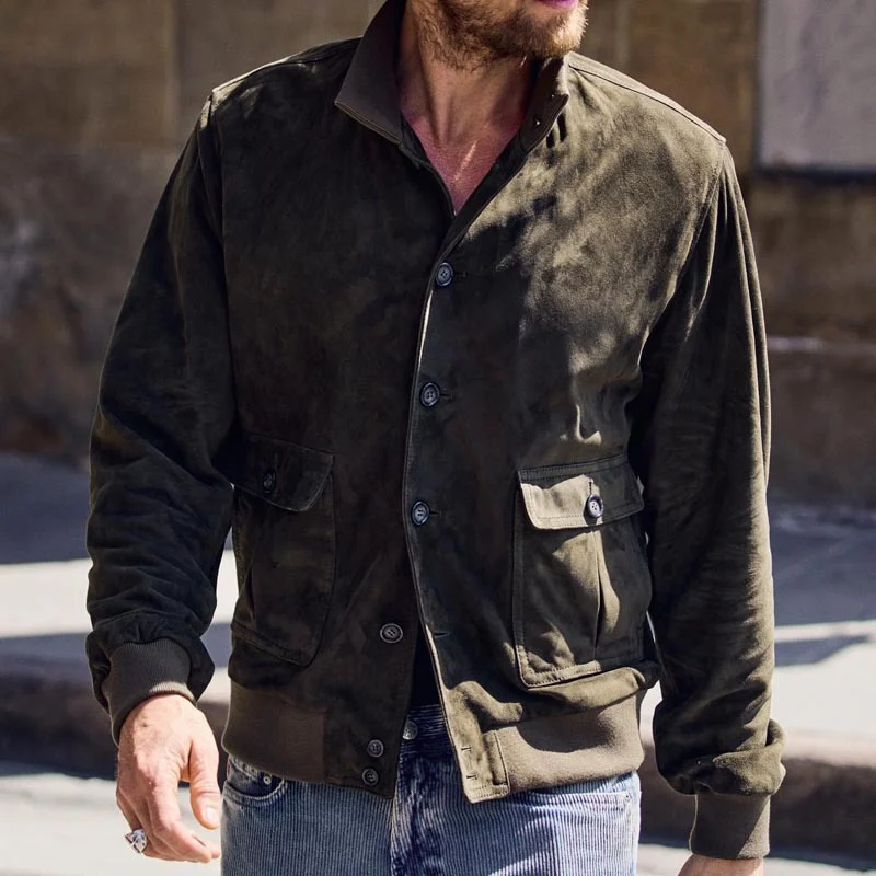 Men's Leather Slim-fit Casual Lapel Jacket — image 2
