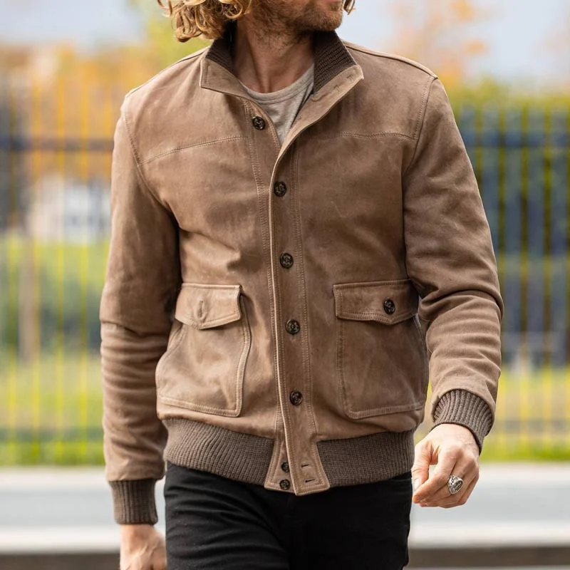 Men's Leather Slim-fit Casual Lapel Jacket — image 6