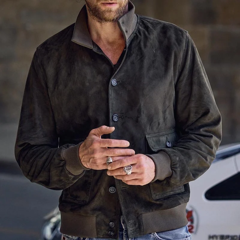 Men's Leather Slim-fit Casual Lapel Jacket — image 3