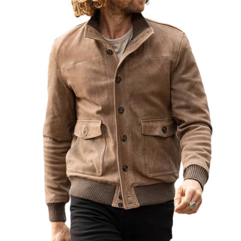 Men's Leather Slim-fit Casual Lapel Jacket — image 4