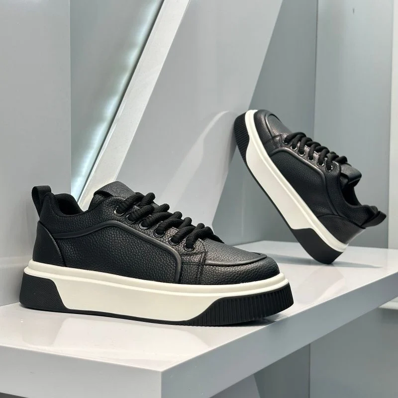 Men's Light Luxury Low-top White Skate Shoes, Spring Platform Non-slip Soft Sole… — image 2