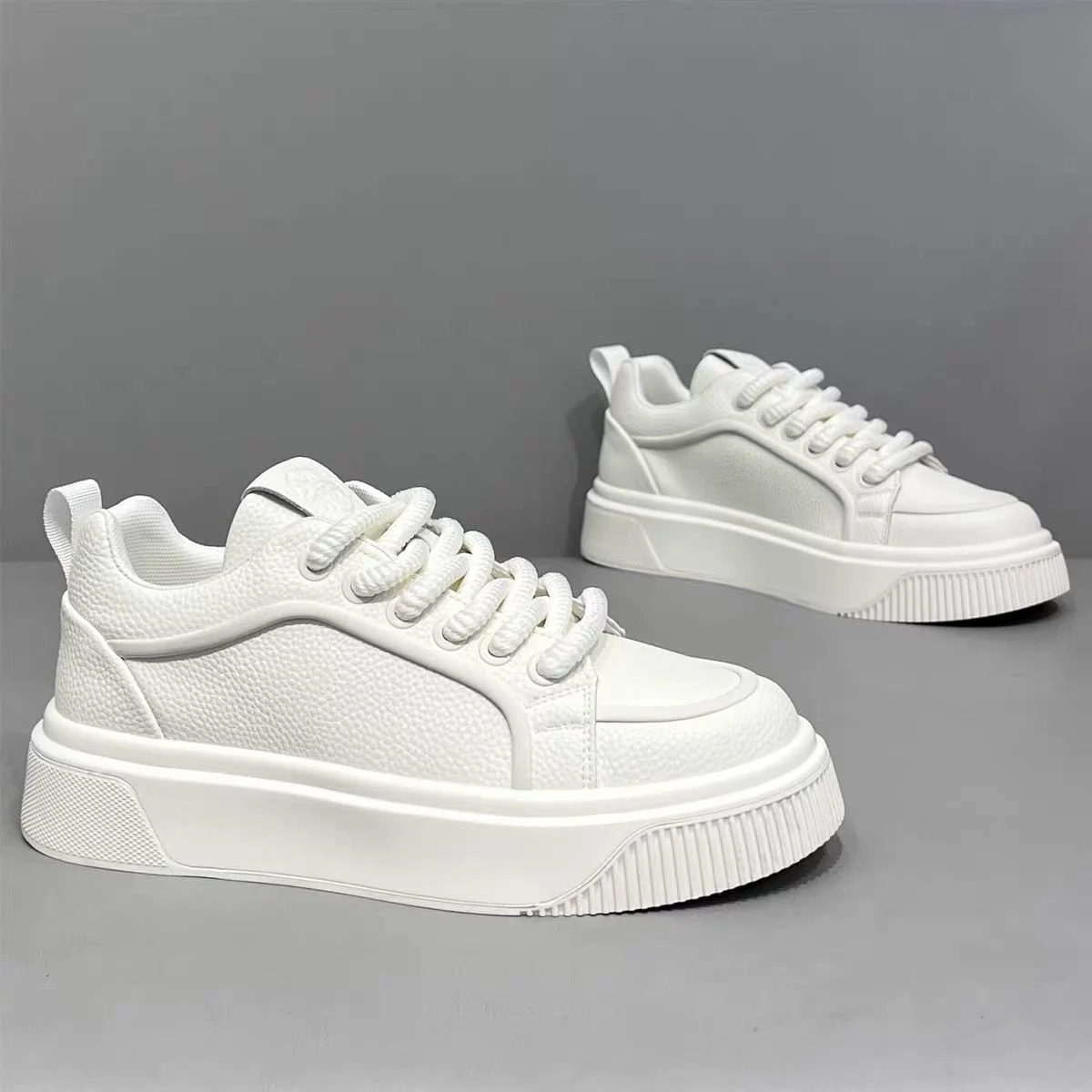 Men's Light Luxury Low-top White Skate Shoes, Spring Platform Non-slip Soft Sole… — image 3