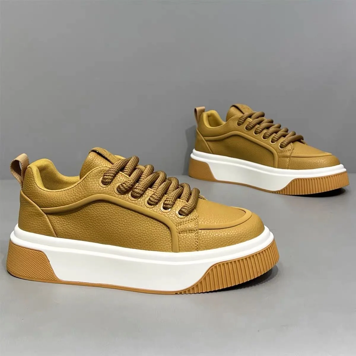 Men's Light Luxury Low-top White Skate Shoes, Spring Platform Non-slip Soft Sole… — image 5