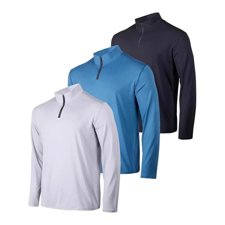 Men's Long-sleeve Stretchy Breathable Quick-drying Casual Half-zip Top — variant image