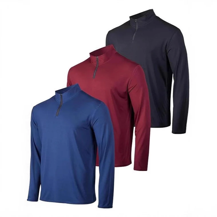 Men's Long-sleeve Stretchy Breathable Quick-drying Casual Half-zip Top — image 7