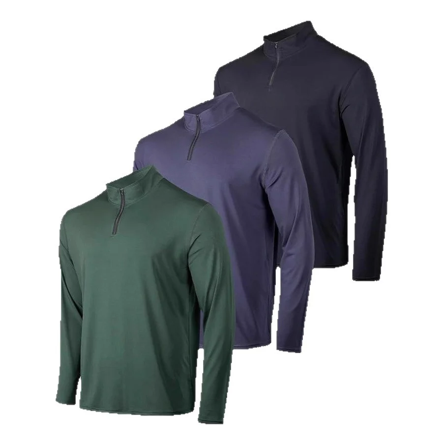 Men's Long-sleeve Stretchy Breathable Quick-drying Casual Half-zip Top — image 3
