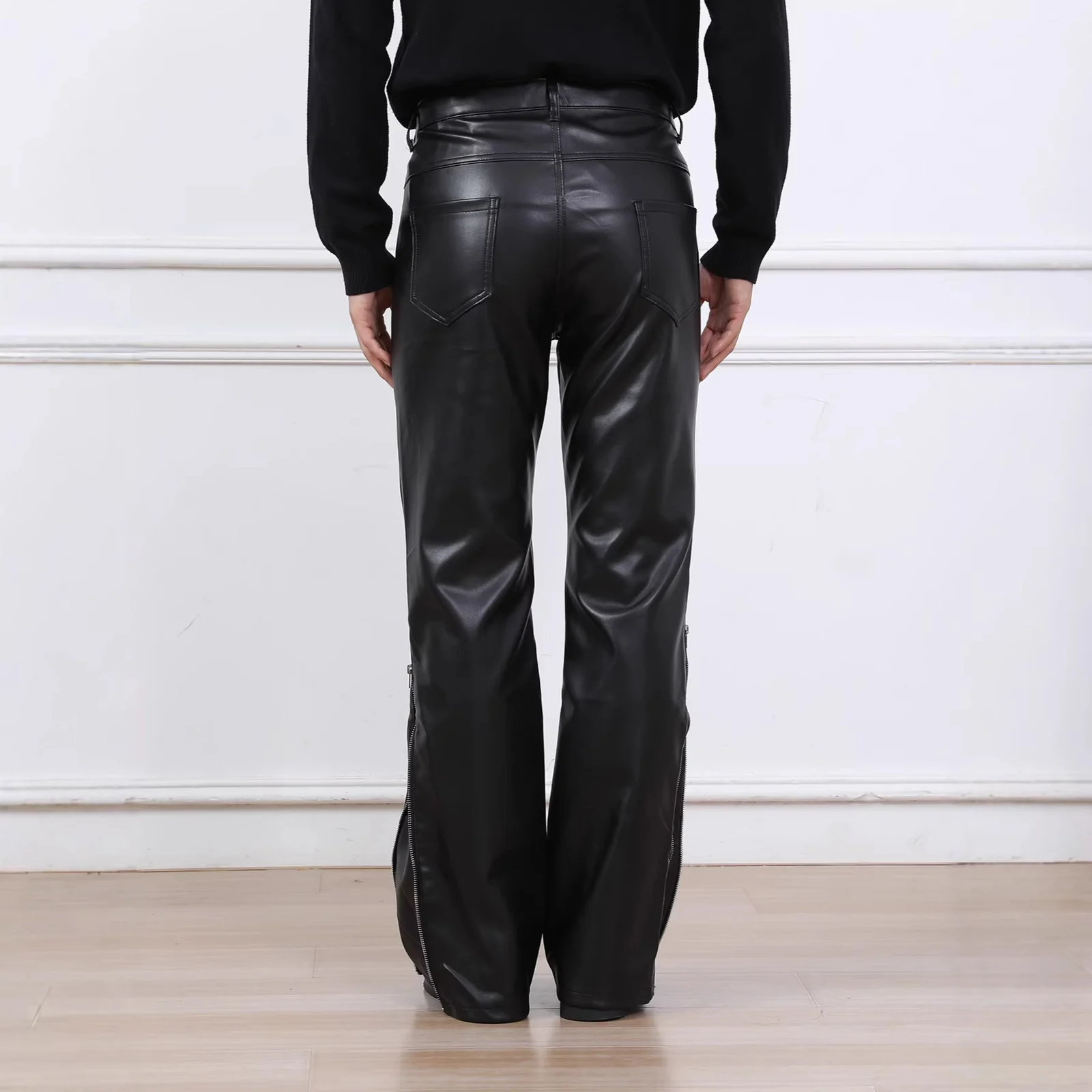 Men's Loose Casual Faux Leather Wide-leg Pants — image 4
