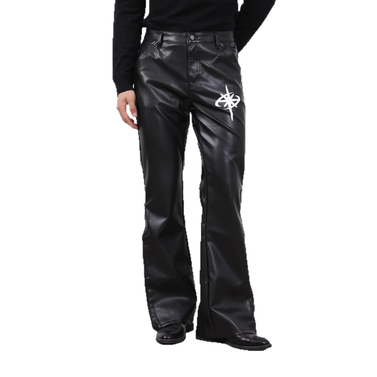 Men's Loose Casual Faux Leather Wide-leg Pants — image 3