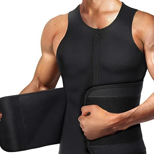 Men's Neoprene Sauna Zipper Waist Trainer Vest Belt Shapewear Trimmer Cincher — image 4