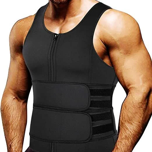 Men's Neoprene Sauna Zipper Waist Trainer Vest Belt Shapewear Trimmer Cincher — image 5