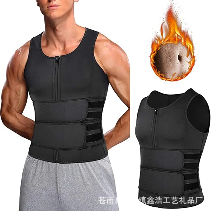 Men's Neoprene Sauna Zipper Waist Trainer Vest Belt Shapewear Trimmer Cincher — image 1