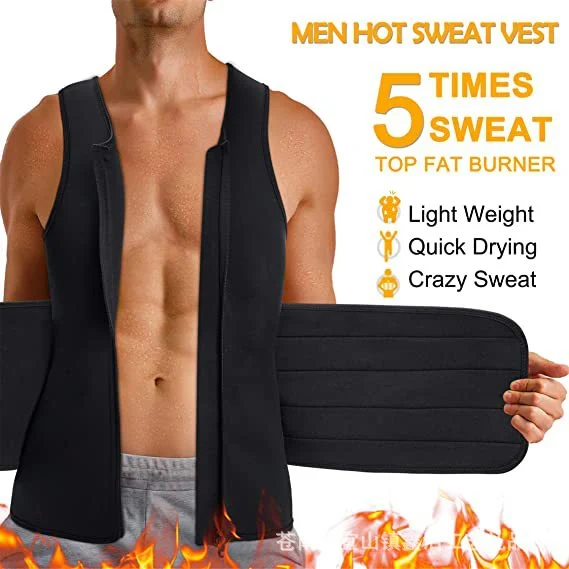 Men's Neoprene Sauna Zipper Waist Trainer Vest Belt Shapewear Trimmer Cincher — image 2