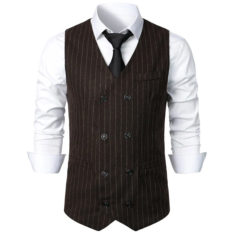 Men's Retro Casual Double Breasted Striped Vest — image 5