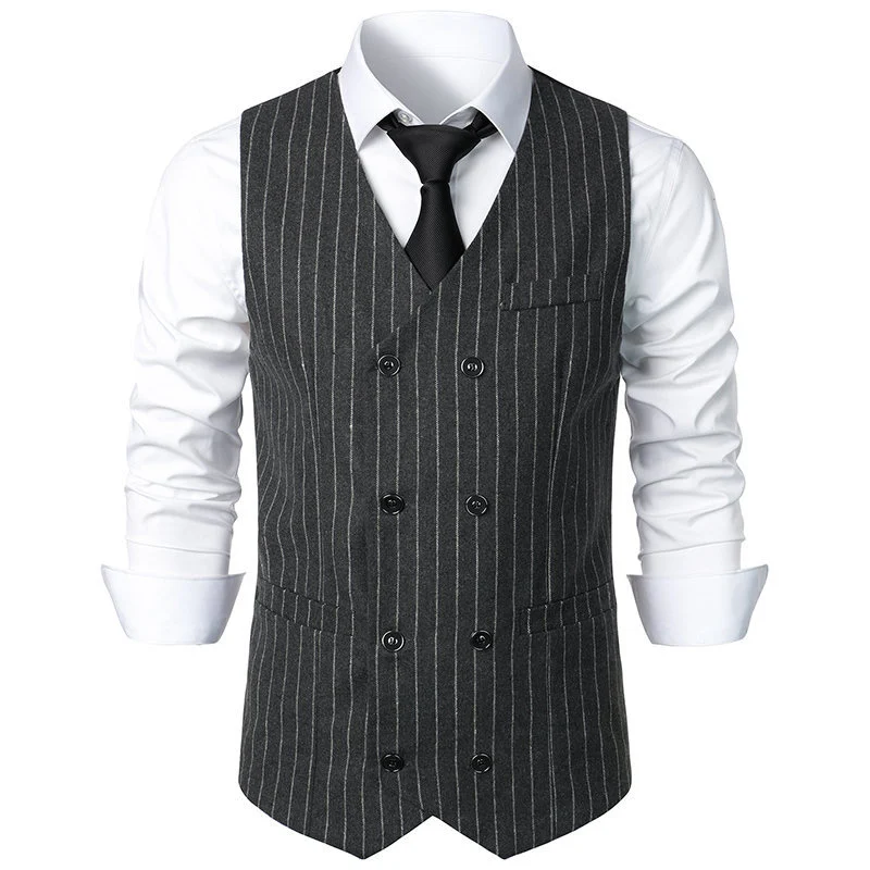 Men's Retro Casual Double Breasted Striped Vest — image 4
