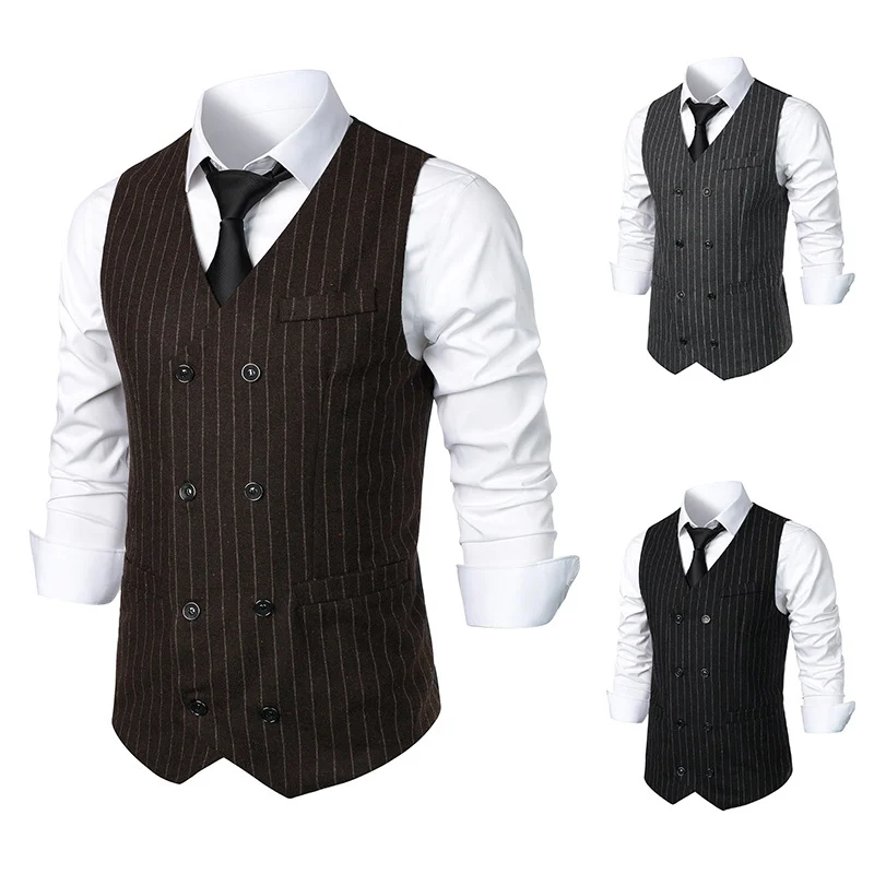 Men's Retro Casual Double Breasted Striped Vest — image 2