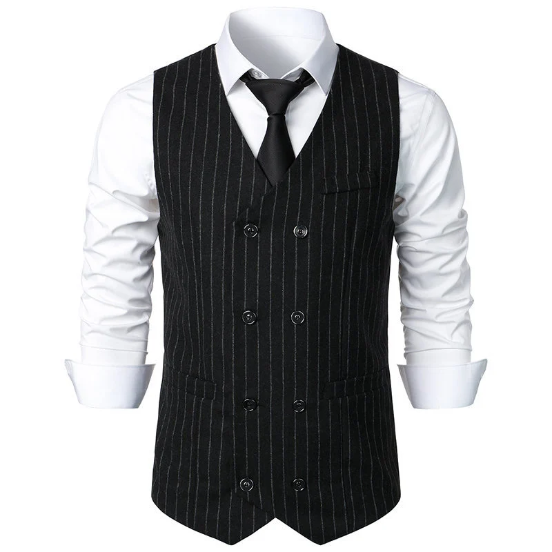 Men's Retro Casual Double Breasted Striped Vest — image 1
