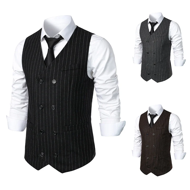 Men's Retro Casual Double Breasted Striped Vest — image 6