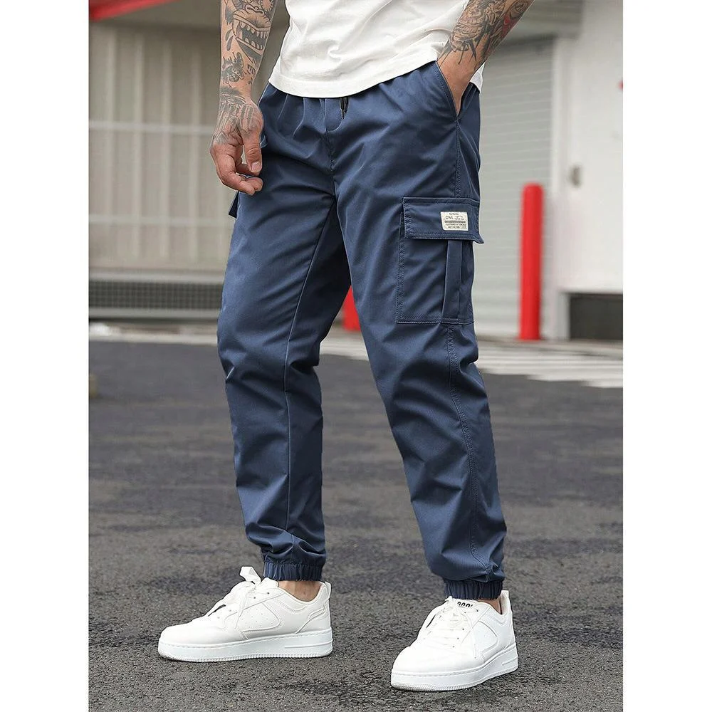 Men's Retro Drawstring Multi Pocket Workwear Casual Pants — image 9