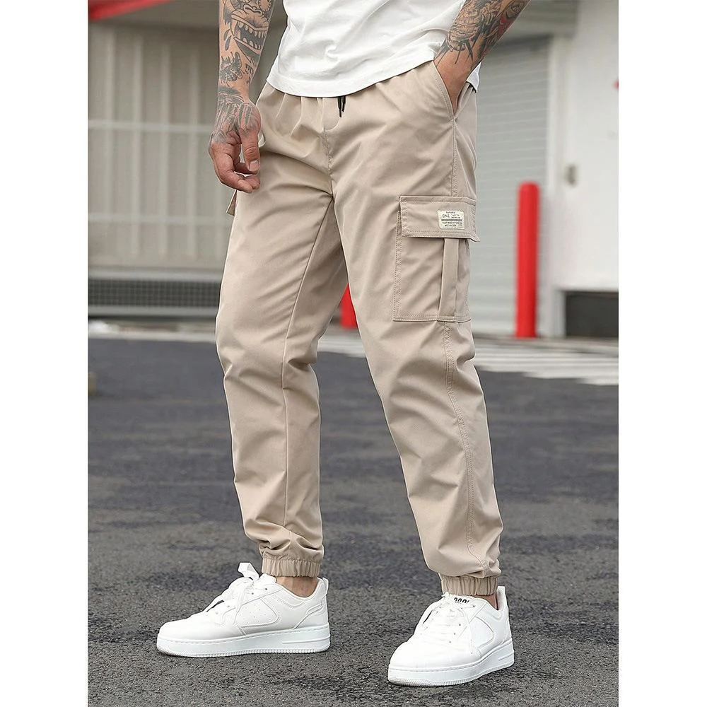 Men's Retro Drawstring Multi Pocket Workwear Casual Pants — image 2