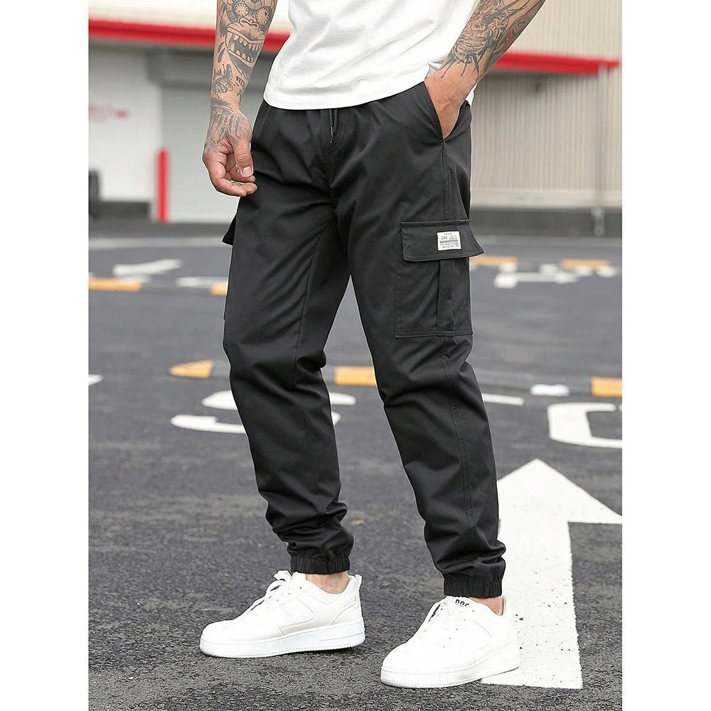 Men's Retro Drawstring Multi Pocket Workwear Casual Pants — image 4