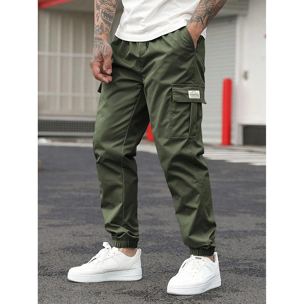 Men's Retro Drawstring Multi Pocket Workwear Casual Pants — image 8