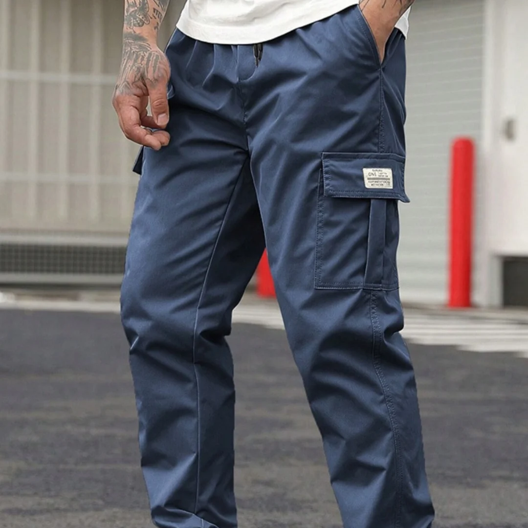 Men's Retro Drawstring Multi Pocket Workwear Casual Pants — image 6