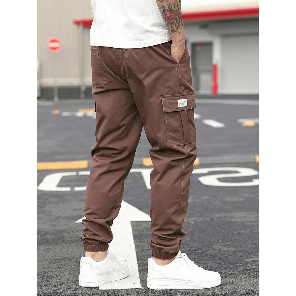 Men's Retro Drawstring Multi Pocket Workwear Casual Pants — image 5