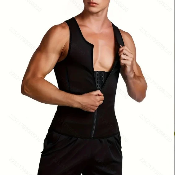 Men's Shaper Tunic Belkin Sweat-popping Wear Sportswear Three-breasted Zipper Belted Vest — image 2