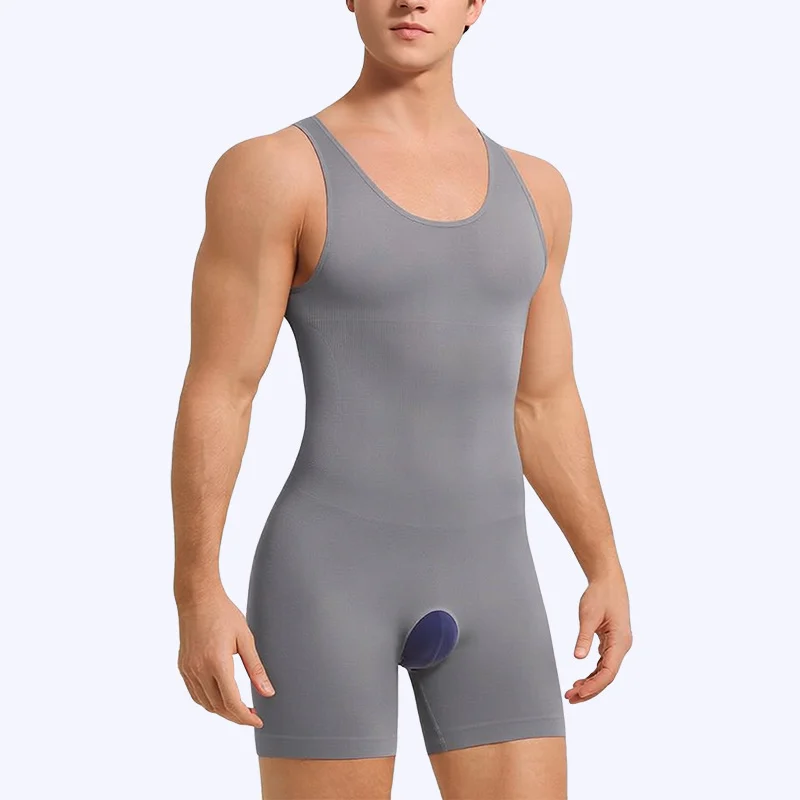 Men's Shapewear Tummy Control Boxer Bodysuit Slimming Fitness Solid Color Plus Size — image 6