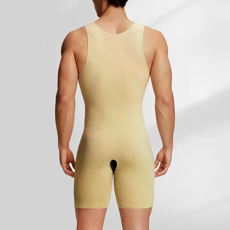 Men's Shapewear Tummy Control Boxer Bodysuit Slimming Fitness Solid Color Plus Size — image 2