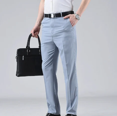 Men's Solid Color Versatile Straight Leg Suit Pants — image 2