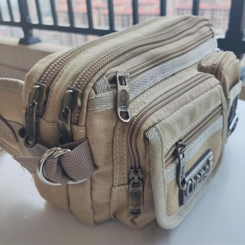 Men's Solid Color Versatile Wear-resistant Canvas Waist Bag — image 4