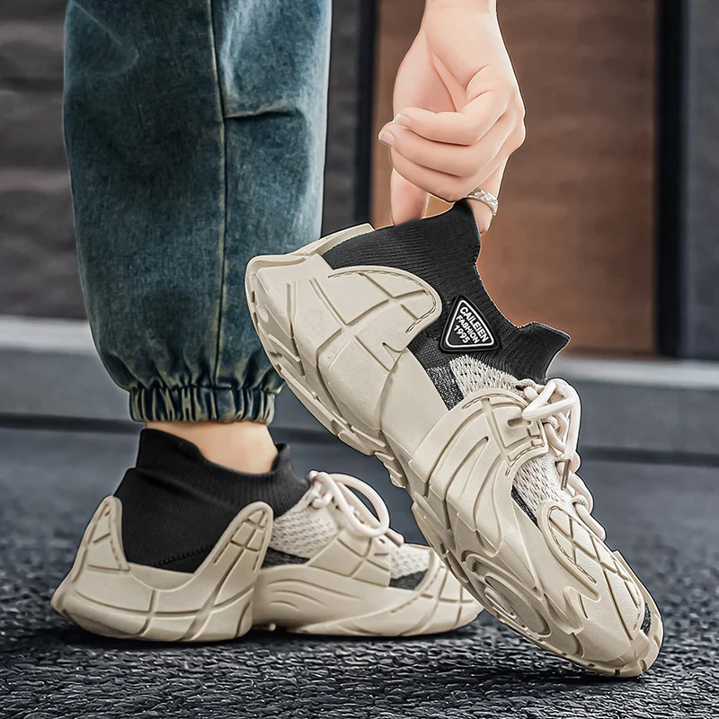 Men's Spring Summer Mesh Sneakers, Breathable Fly Knit Casual Slip-on Dad Shoes,… — image 3