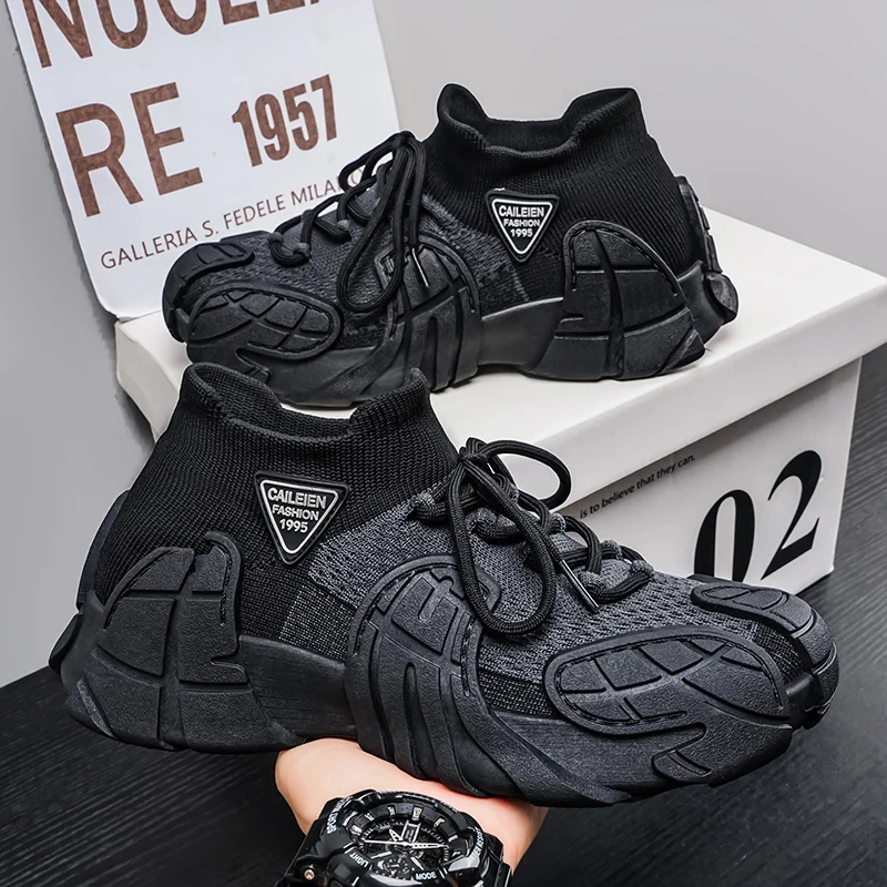 Men's Spring Summer Mesh Sneakers, Breathable Fly Knit Casual Slip-on Dad Shoes,… — image 4